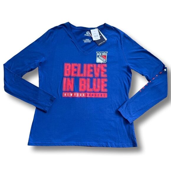 Fanatics NewYork Rangers “Believe In Blue” T-Shirt NHL Women's XL • NWT - Picture 3 of 9